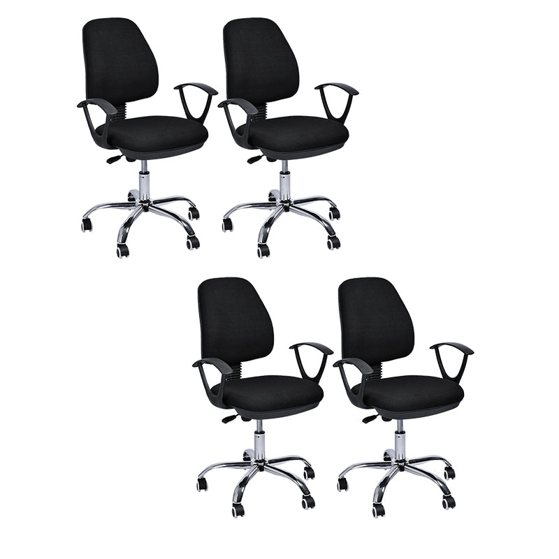 Contemporary Arm Chair Adjustable Seat Height Fixed Arms Black Office Chair 4 Piece Set Clearhalo 'furn' 'furn_office_chair' 'Furniture' 'Office Chairs' 'Office Furniture' 'office_chair' 5934413