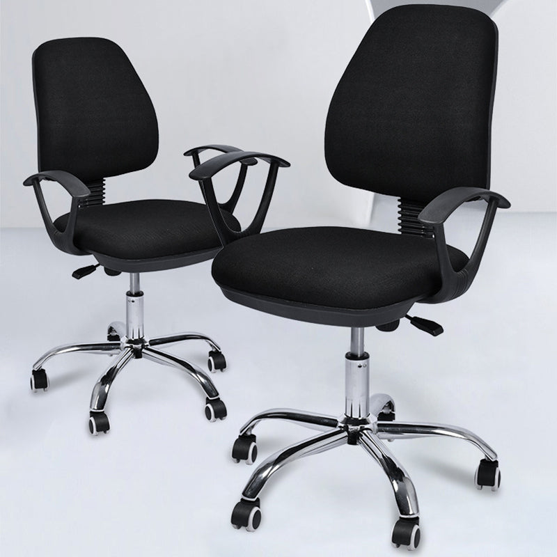 Contemporary Arm Chair Adjustable Seat Height Fixed Arms Black Office Chair Clearhalo 'furn' 'furn_office_chair' 'Furniture' 'Office Chairs' 'Office Furniture' 'office_chair' 5934414