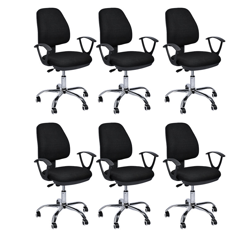Contemporary Arm Chair Adjustable Seat Height Fixed Arms Black Office Chair 6 Piece Set Clearhalo 'furn' 'furn_office_chair' 'Furniture' 'Office Chairs' 'Office Furniture' 'office_chair' 5934415