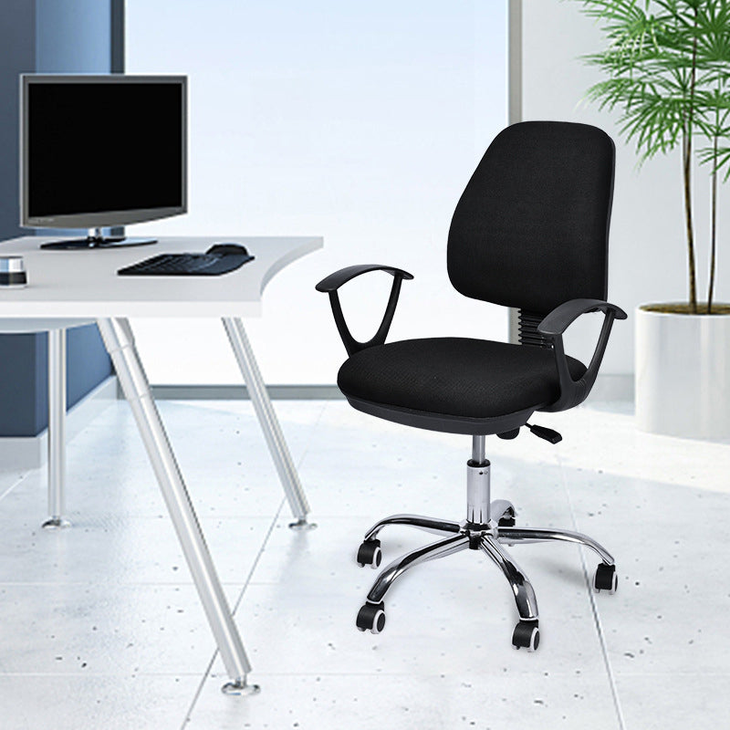 Contemporary Arm Chair Adjustable Seat Height Fixed Arms Black Office Chair Clearhalo 'furn' 'furn_office_chair' 'Furniture' 'Office Chairs' 'Office Furniture' 'office_chair' 5934416