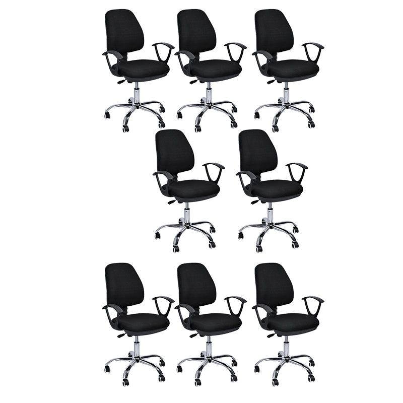 Contemporary Arm Chair Adjustable Seat Height Fixed Arms Black Office Chair 8 Piece Set Clearhalo 'furn' 'furn_office_chair' 'Furniture' 'Office Chairs' 'Office Furniture' 'office_chair' 5934417