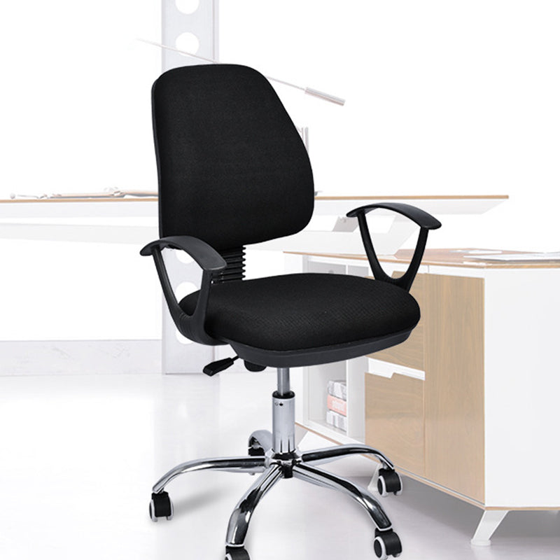 Contemporary Arm Chair Adjustable Seat Height Fixed Arms Black Office Chair Clearhalo 'furn' 'furn_office_chair' 'Furniture' 'Office Chairs' 'Office Furniture' 'office_chair' 5934418