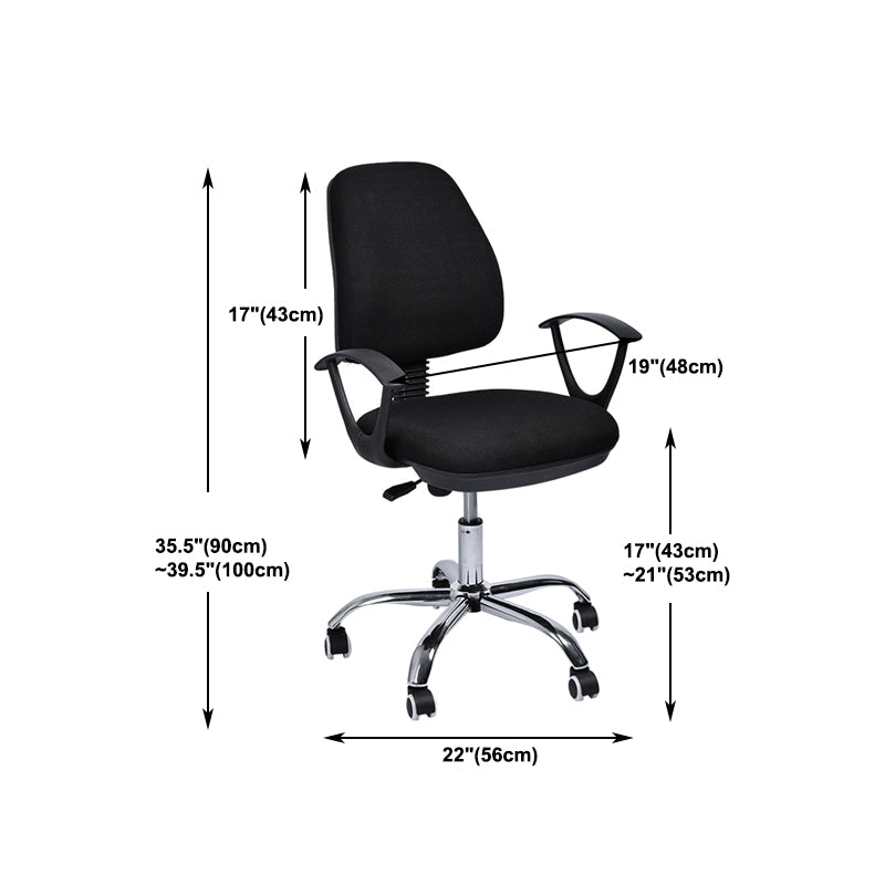Contemporary Arm Chair Adjustable Seat Height Fixed Arms Black Office Chair Clearhalo 'furn' 'furn_office_chair' 'Furniture' 'Office Chairs' 'Office Furniture' 'office_chair' 5934425