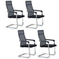 Contemporary Ergonomic Office Chair No Wheels Fixed Arms Task Chair Black 4 Piece Set High-Back (Over 22 in.) Clearhalo 'furn' 'furn_office_chair' 'Furniture' 'Office Chairs' 'Office Furniture' 'office_chair' 5934514