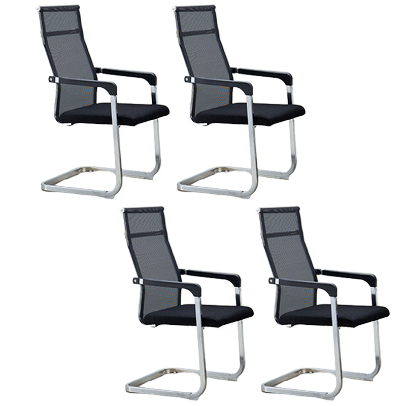 Contemporary Ergonomic Office Chair No Wheels Fixed Arms Task Chair Black 4 Piece Set High-Back (Over 22 in.) Clearhalo 'furn' 'furn_office_chair' 'Furniture' 'Office Chairs' 'Office Furniture' 'office_chair' 5934514
