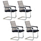 Contemporary Ergonomic Office Chair No Wheels Fixed Arms Task Chair Black-Brown 4 Piece Set Mid-Back (14-22 in.) Clearhalo 'furn' 'furn_office_chair' 'Furniture' 'Office Chairs' 'Office Furniture' 'office_chair' 5934516