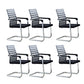 Contemporary Ergonomic Office Chair No Wheels Fixed Arms Task Chair Black-Gray 6 Piece Set Mid-Back (14-22 in.) Clearhalo 'furn' 'furn_office_chair' 'Furniture' 'Office Chairs' 'Office Furniture' 'office_chair' 5934530