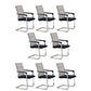 Contemporary Ergonomic Office Chair No Wheels Fixed Arms Task Chair Black-Brown 8 Piece Set Mid-Back (14-22 in.) Clearhalo 'furn' 'furn_office_chair' 'Furniture' 'Office Chairs' 'Office Furniture' 'office_chair' 5934534