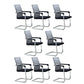 Contemporary Ergonomic Office Chair No Wheels Fixed Arms Task Chair Black-Gray 8 Piece Set Mid-Back (14-22 in.) Clearhalo 'furn' 'furn_office_chair' 'Furniture' 'Office Chairs' 'Office Furniture' 'office_chair' 5934536