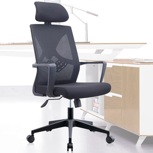 Contemporary Arm Chair Fixed Arms Plastic Lumbar Support Black Office Chair Black 1 Piece Clearhalo 'furn' 'furn_office_chair' 'Furniture' 'Office Chairs' 'Office Furniture' 'office_chair' 5934540