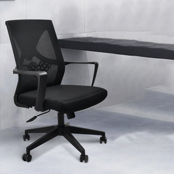 Contemporary Arm Chair Fixed Arms Plastic Lumbar Support Black Office Chair Clearhalo 'furn' 'furn_office_chair' 'Furniture' 'Office Chairs' 'Office Furniture' 'office_chair' 5934547