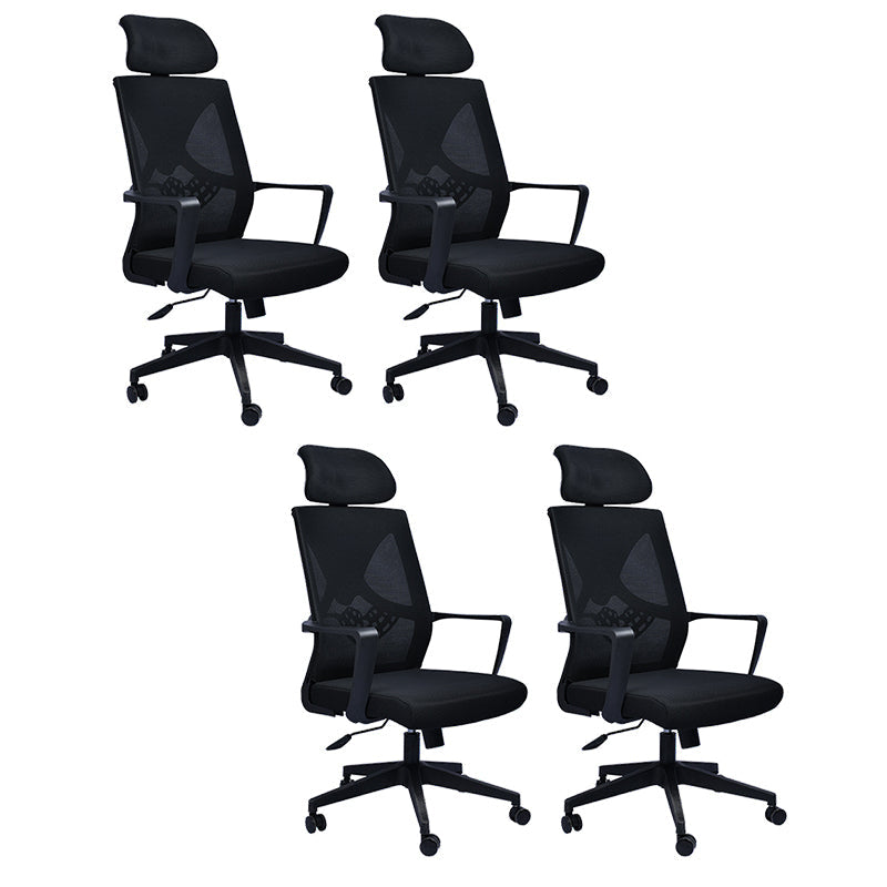 Contemporary Arm Chair Fixed Arms Plastic Lumbar Support Black Office Chair Black 4 Piece Set Clearhalo 'furn' 'furn_office_chair' 'Furniture' 'Office Chairs' 'Office Furniture' 'office_chair' 5934548