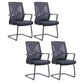 Contemporary Arm Chair Fixed Arms Plastic Lumbar Support Black Office Chair Textured Black 4 Piece Set Clearhalo 'furn' 'furn_office_chair' 'Furniture' 'Office Chairs' 'Office Furniture' 'office_chair' 5934552