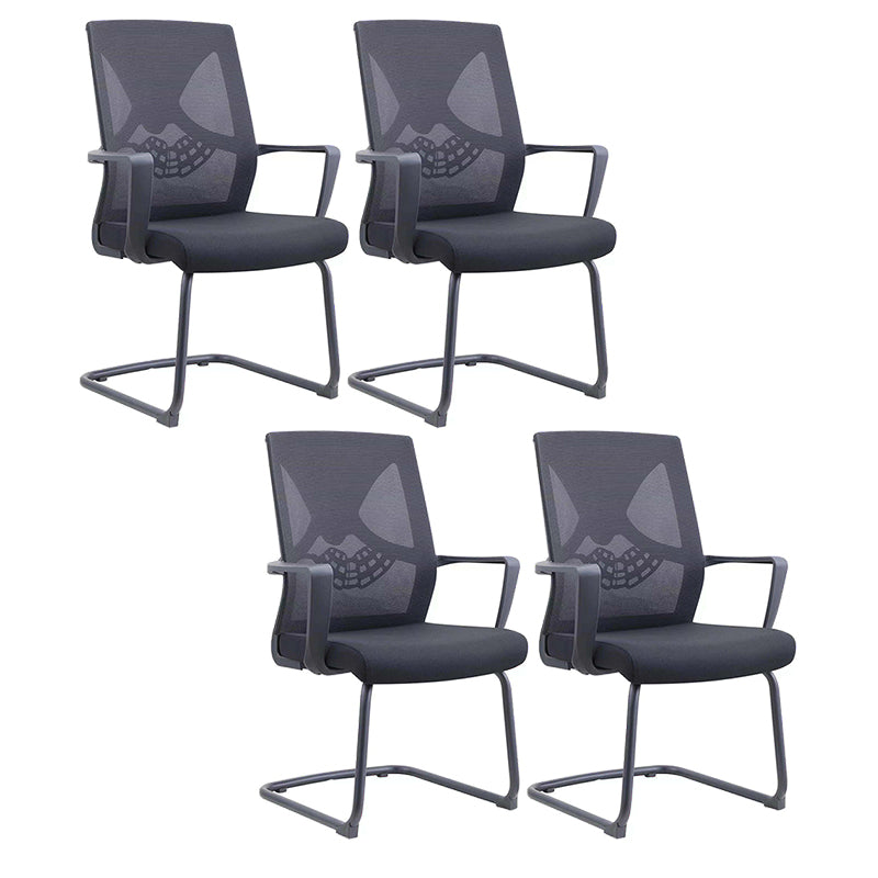 Contemporary Arm Chair Fixed Arms Plastic Lumbar Support Black Office Chair Textured Black 4 Piece Set Clearhalo 'furn' 'furn_office_chair' 'Furniture' 'Office Chairs' 'Office Furniture' 'office_chair' 5934552