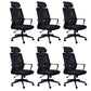 Contemporary Arm Chair Fixed Arms Plastic Lumbar Support Black Office Chair Black 6 Piece Set Clearhalo 'furn' 'furn_office_chair' 'Furniture' 'Office Chairs' 'Office Furniture' 'office_chair' 5934555
