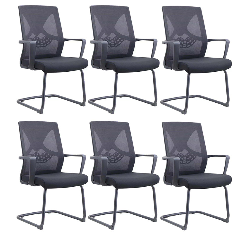 Contemporary Arm Chair Fixed Arms Plastic Lumbar Support Black Office Chair Textured Black 6 Piece Set Clearhalo 'furn' 'furn_office_chair' 'Furniture' 'Office Chairs' 'Office Furniture' 'office_chair' 5934559