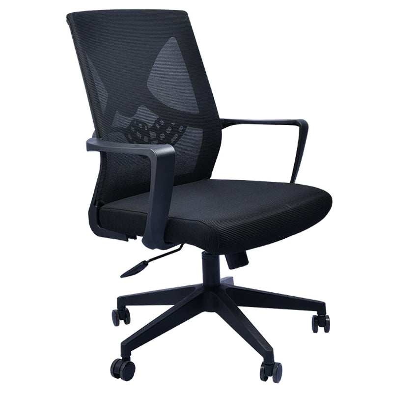 Contemporary Arm Chair Fixed Arms Plastic Lumbar Support Black Office Chair Clearhalo 'furn' 'furn_office_chair' 'Furniture' 'Office Chairs' 'Office Furniture' 'office_chair' 5934560