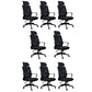Contemporary Arm Chair Fixed Arms Plastic Lumbar Support Black Office Chair Black 8 Piece Set Clearhalo 'furn' 'furn_office_chair' 'Furniture' 'Office Chairs' 'Office Furniture' 'office_chair' 5934561
