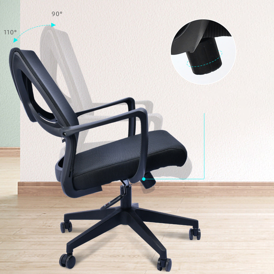 Contemporary Arm Chair Fixed Arms Plastic Lumbar Support Black Office Chair Clearhalo 'furn' 'furn_office_chair' 'Furniture' 'Office Chairs' 'Office Furniture' 'office_chair' 5934562