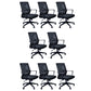 Contemporary Arm Chair Fixed Arms Plastic Lumbar Support Black Office Chair Matte Black 8 Piece Set Clearhalo 'furn' 'furn_office_chair' 'Furniture' 'Office Chairs' 'Office Furniture' 'office_chair' 5934563