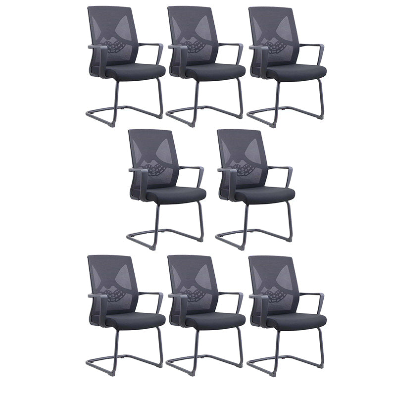 Contemporary Arm Chair Fixed Arms Plastic Lumbar Support Black Office Chair Textured Black 8 Piece Set Clearhalo 'furn' 'furn_office_chair' 'Furniture' 'Office Chairs' 'Office Furniture' 'office_chair' 5934564