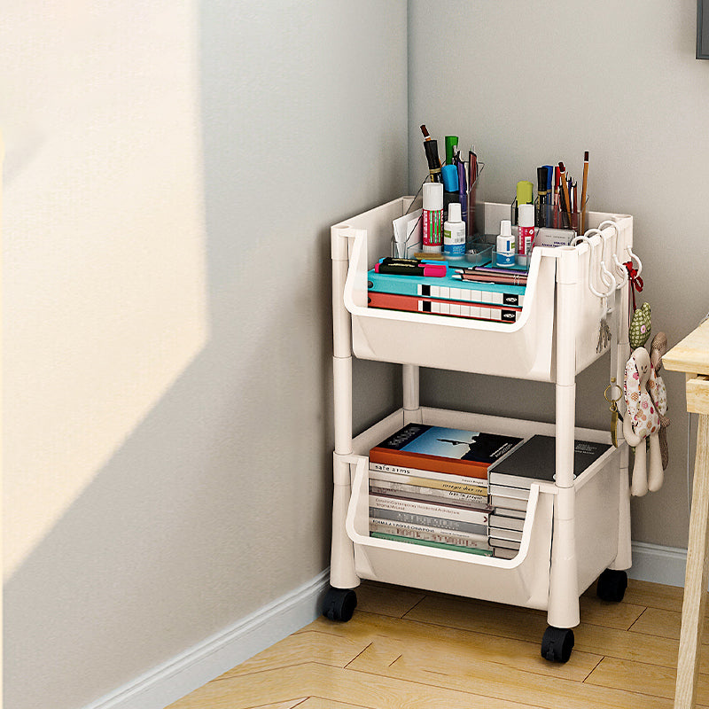 Urban Closed Back Shelf Bookcase Plastic/Acrylic Bookshelf with Caster 13.5"L x 11"W x 17.1"H Ivory Clearhalo 'Bookcases' 'furn' 'furn_bookcases' 'Furniture' 'Office Furniture' 5934718