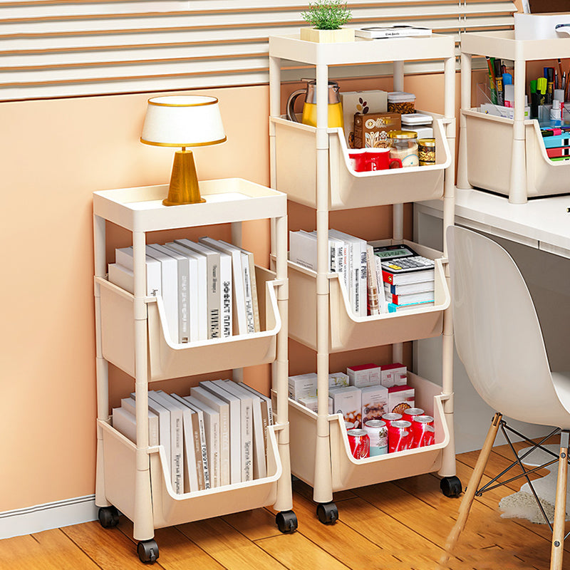 Urban Closed Back Shelf Bookcase Plastic/Acrylic Bookshelf with Caster Clearhalo 'Bookcases' 'furn' 'furn_bookcases' 'Furniture' 'Office Furniture' 5934720