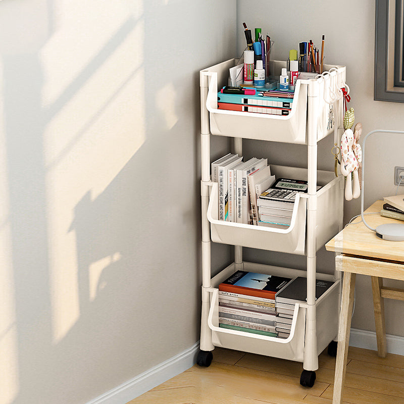 Urban Closed Back Shelf Bookcase Plastic/Acrylic Bookshelf with Caster 13.5"L x 11"W x 28.4"H Ivory Clearhalo 'Bookcases' 'furn' 'furn_bookcases' 'Furniture' 'Office Furniture' 5934722