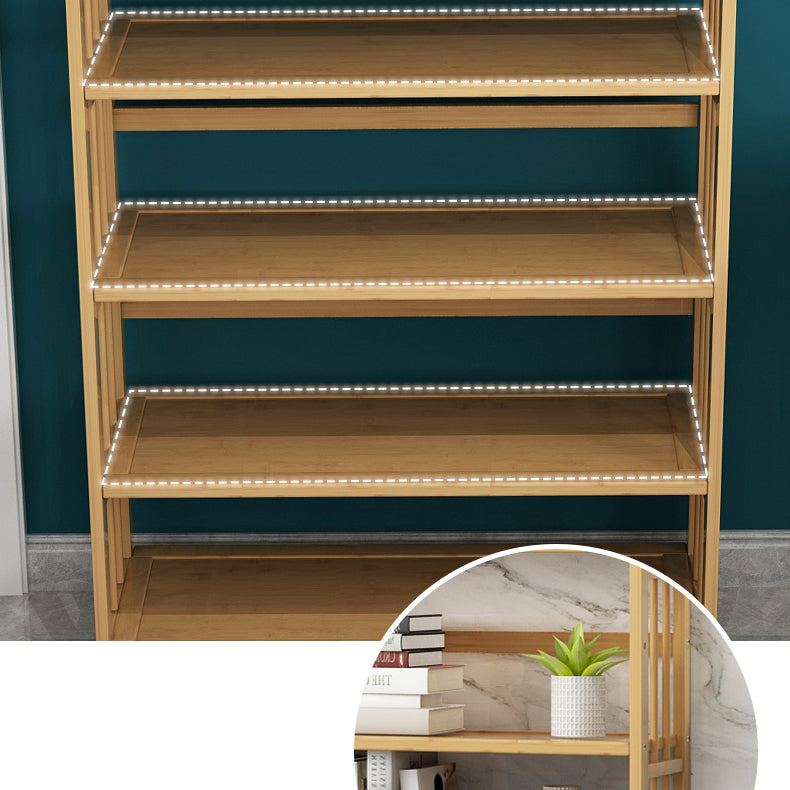 Contemporary Brown Bamboo Shelf Bookcase Open Bookcase for Study Room Clearhalo 'Bookcases' 'furn' 'furn_bookcases' 'Furniture' 'Office Furniture' 5934766