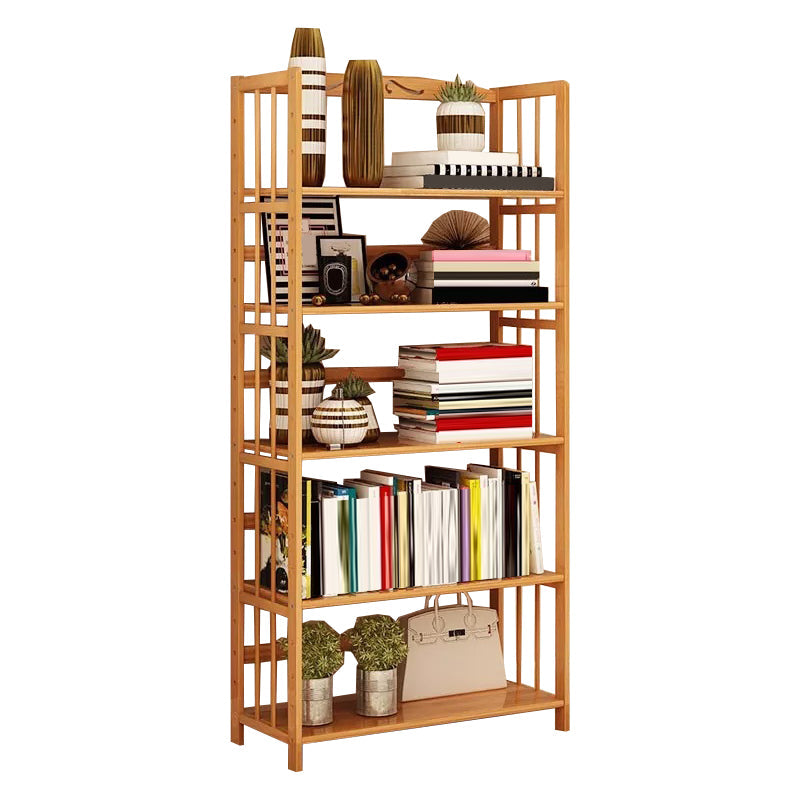 Contemporary Brown Bamboo Shelf Bookcase Open Bookcase for Study Room 26.8"L x 9.8"W x 60.6"H Clearhalo 'Bookcases' 'furn' 'furn_bookcases' 'Furniture' 'Office Furniture' 5934780