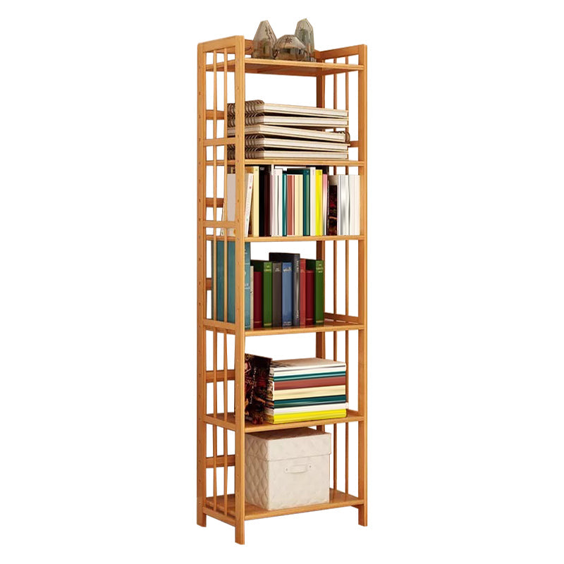 Contemporary Brown Bamboo Shelf Bookcase Open Bookcase for Study Room 19.7"L x 9.8"W x 66.9"H Clearhalo 'Bookcases' 'furn' 'furn_bookcases' 'Furniture' 'Office Furniture' 5934784
