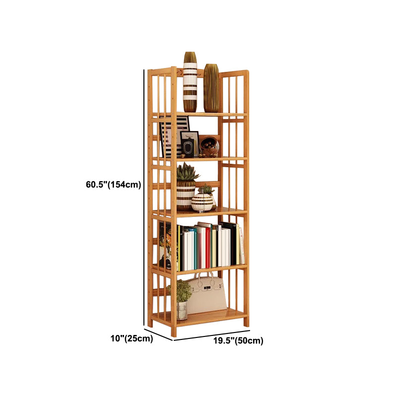 Contemporary Brown Bamboo Shelf Bookcase Open Bookcase for Study Room Clearhalo 'Bookcases' 'furn' 'furn_bookcases' 'Furniture' 'Office Furniture' 5934791