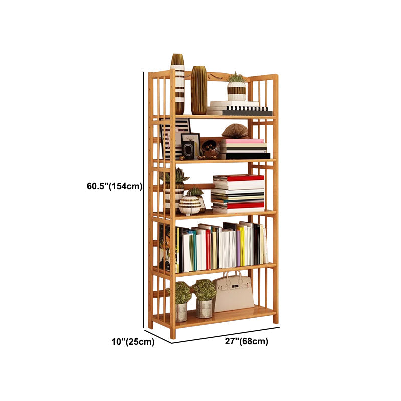 Contemporary Brown Bamboo Shelf Bookcase Open Bookcase for Study Room Clearhalo 'Bookcases' 'furn' 'furn_bookcases' 'Furniture' 'Office Furniture' 5934792