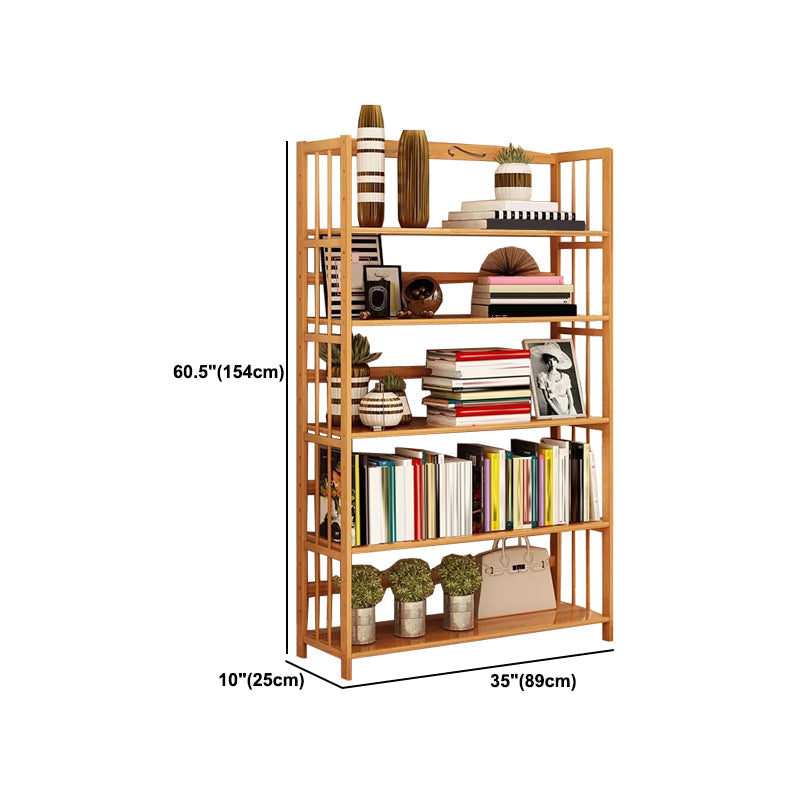 Contemporary Brown Bamboo Shelf Bookcase Open Bookcase for Study Room Clearhalo 'Bookcases' 'furn' 'furn_bookcases' 'Furniture' 'Office Furniture' 5934793