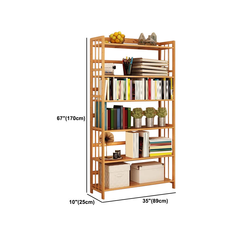 Contemporary Brown Bamboo Shelf Bookcase Open Bookcase for Study Room Clearhalo 'Bookcases' 'furn' 'furn_bookcases' 'Furniture' 'Office Furniture' 5934796