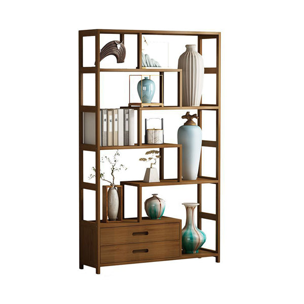 Contemporary Brown Etagere Libro scaffale aperto libreria verticale con cassetti