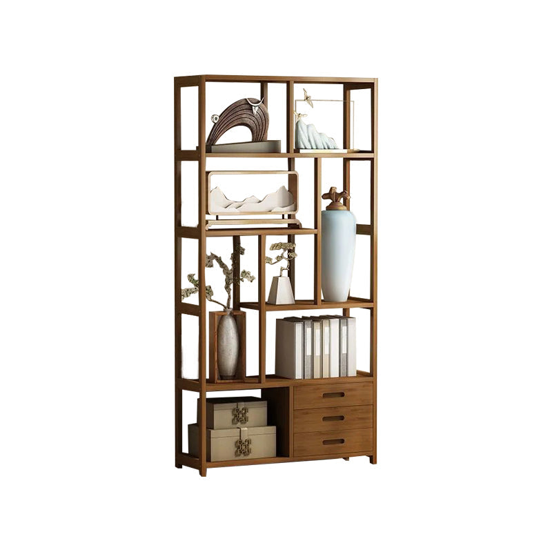 Contemporary Brown Etagere Libro scaffale aperto libreria verticale con cassetti