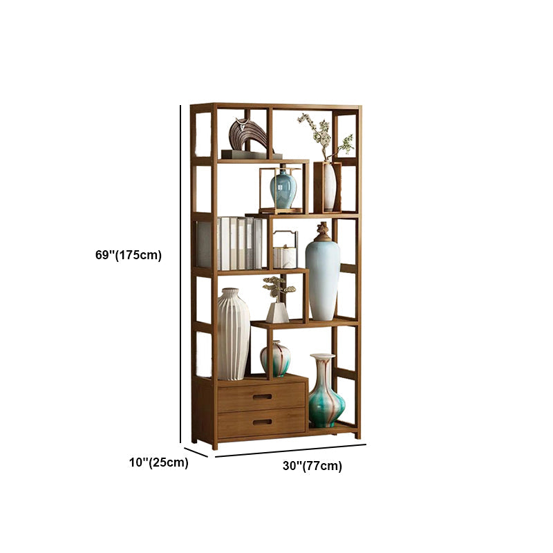 Contemporary Brown Etagere Libro scaffale aperto libreria verticale con cassetti