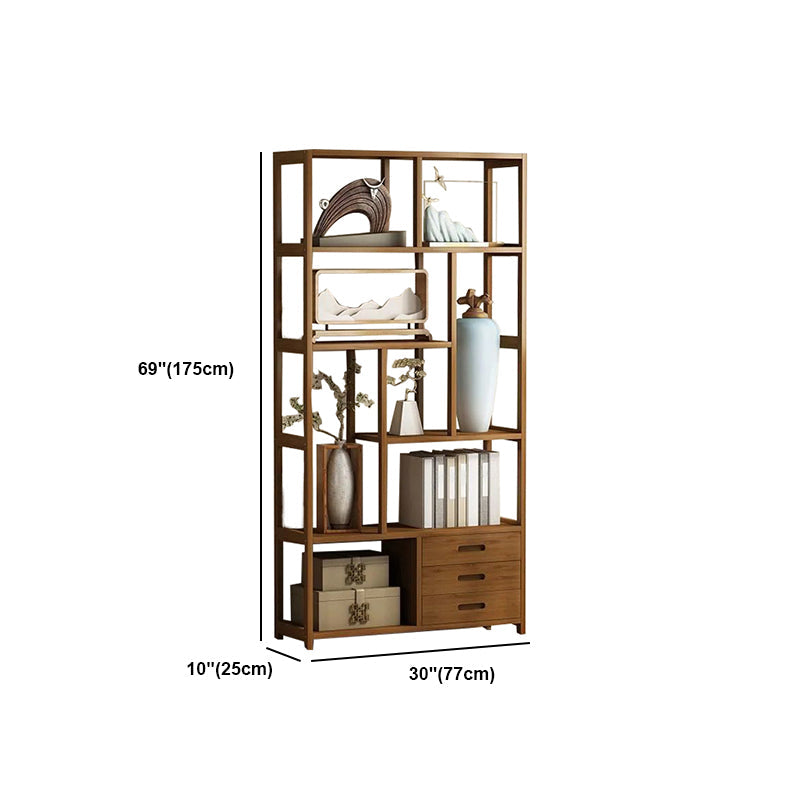 Contemporary Brown Etagere Libro scaffale aperto libreria verticale con cassetti