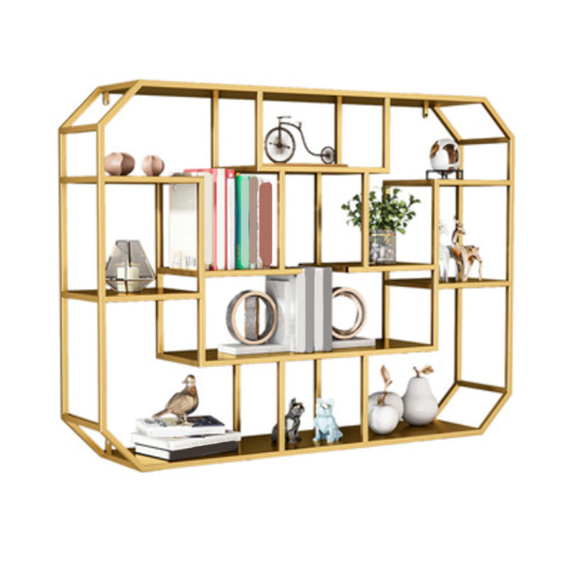 7.1" W Wall Unit Book Shelf Metal Open Shelf Bookcase for Home 37.4"L x 7.1"W x 27.6"H Gold Clearhalo 'Bookcases' 'furn' 'furn_bookcases' 'Furniture' 'Office Furniture' 5934917