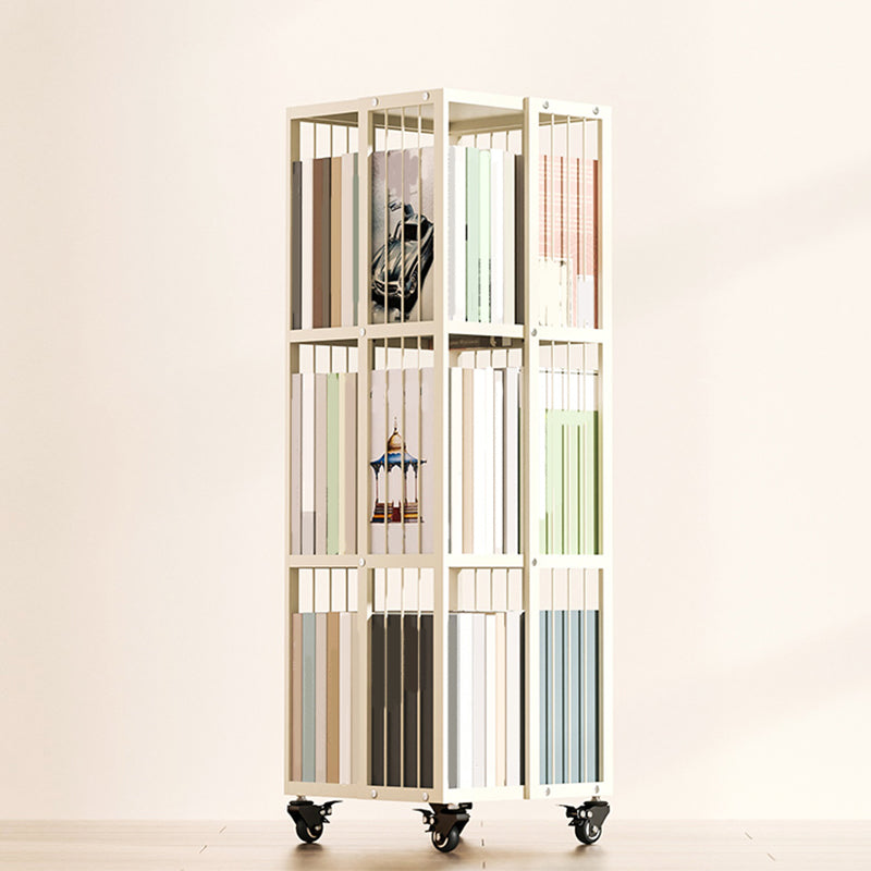 13.8" Wide Book Shelf Beige Stackable Bookcase Closed Back Vertical