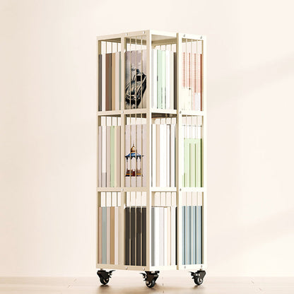 13.8" Wide Book Shelf Beige Stackable Bookcase Closed Back Vertical