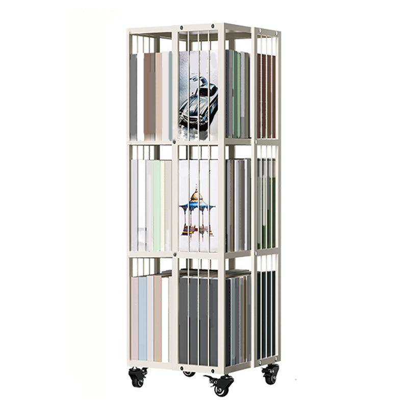 13.8" Wide Book Shelf Beige Stackable Bookcase Closed Back Vertical