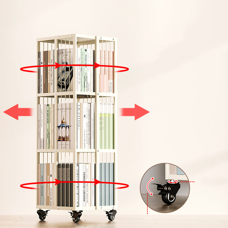 13.8" Wide Book Shelf Beige Stackable Bookcase Closed Back Vertical