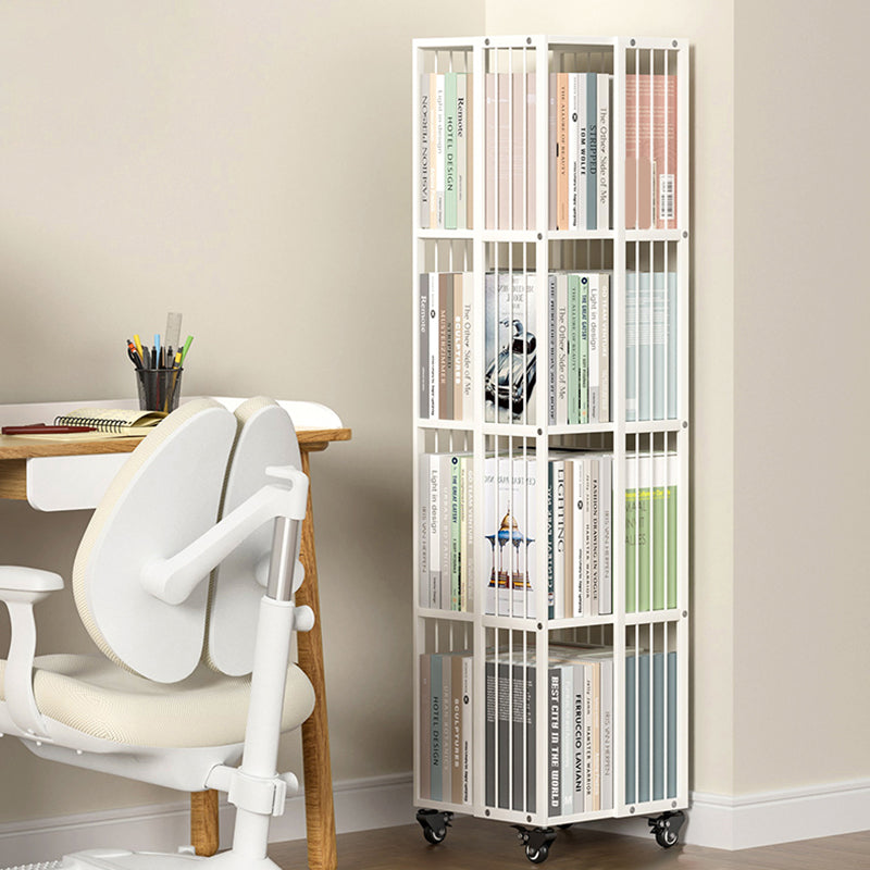 13.8" Wide Book Shelf Beige Stackable Bookcase Closed Back Vertical
