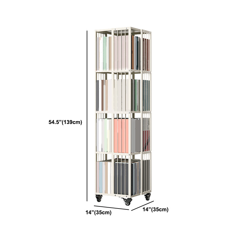 13.8" Wide Book Shelf Beige Stackable Bookcase Closed Back Vertical