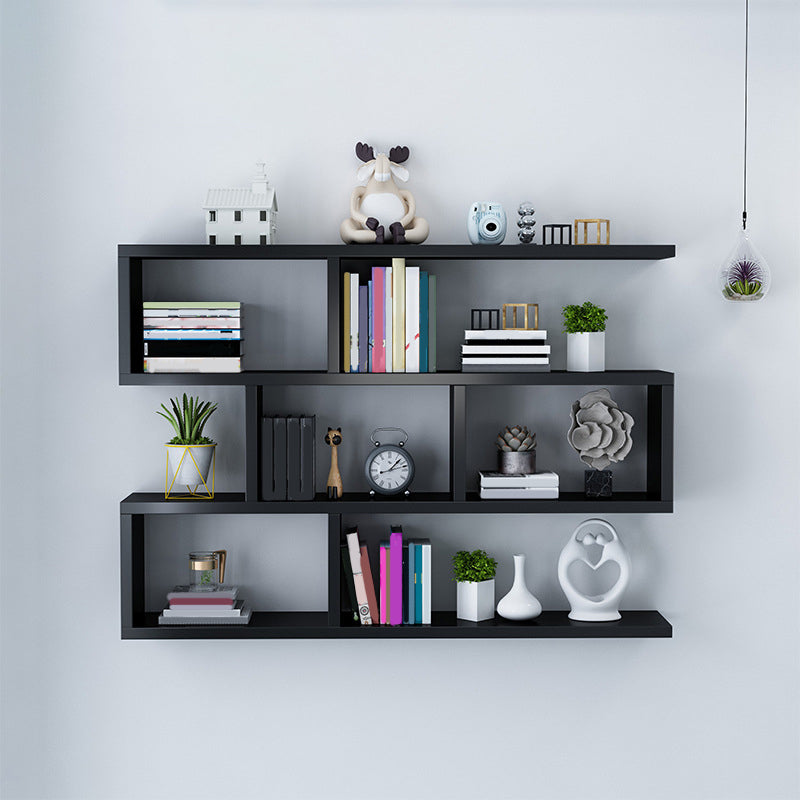 Wall Unit Open Book Shelf Modern Engineered Wood Shelf Bookcase for Home 31.5"L x 5.9"W x 31.5"H Black Clearhalo 'Bookcases' 'furn' 'furn_bookcases' 'Furniture' 'Office Furniture' 5934958
