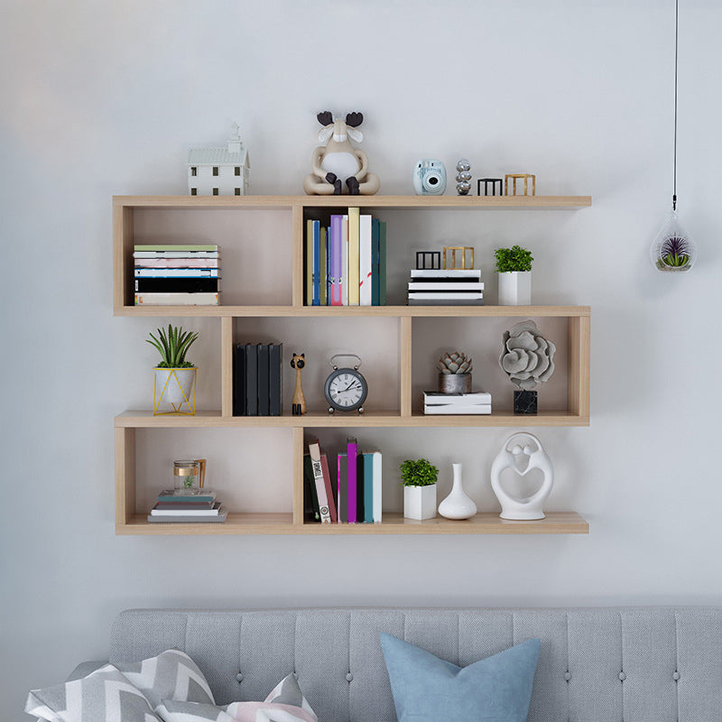 Wall Unit Open Book Shelf Modern Engineered Wood Shelf Bookcase for Home 31.5"L x 5.9"W x 31.5"H Cherry Wood Clearhalo 'Bookcases' 'furn' 'furn_bookcases' 'Furniture' 'Office Furniture' 5934959