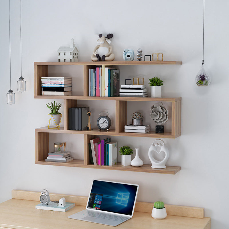 Wall Unit Open Book Shelf Modern Engineered Wood Shelf Bookcase for Home 31.5"L x 5.9"W x 31.5"H Walnut Clearhalo 'Bookcases' 'furn' 'furn_bookcases' 'Furniture' 'Office Furniture' 5934961