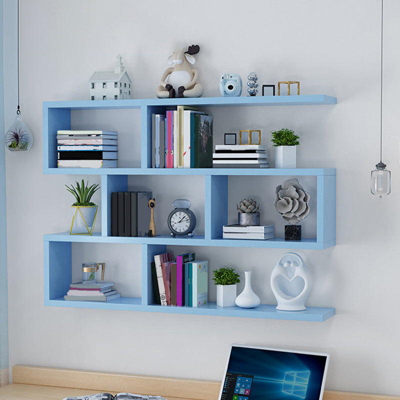 Wall Unit Open Book Shelf Modern Engineered Wood Shelf Bookcase for Home 39.4"L x 5.9"W x 31.5"H Blue Clearhalo 'Bookcases' 'furn' 'furn_bookcases' 'Furniture' 'Office Furniture' 5934977